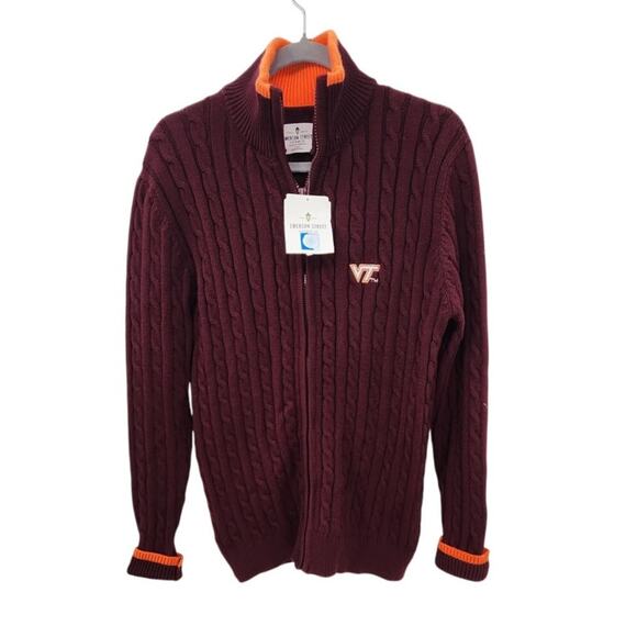 New Emerson Street Peruvian Collection Virginia Tech Full Zip Cable Cardigan‎ L